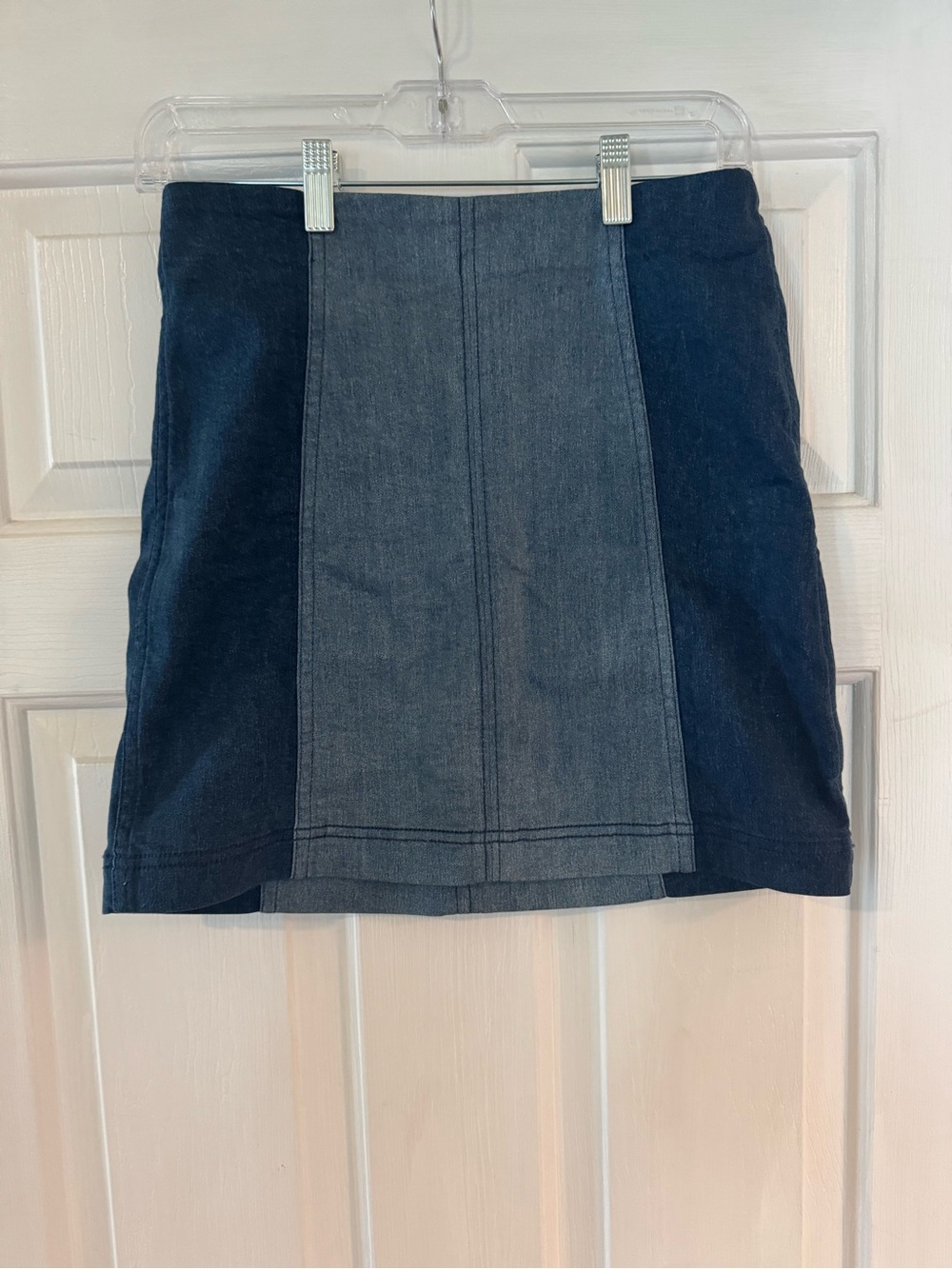 Free People Two-Tone Denim Mini Skirt - Dark & Medium Blue